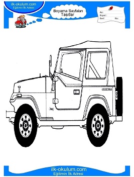 Çocuklar İçin jeep Boyama Sayfaları 